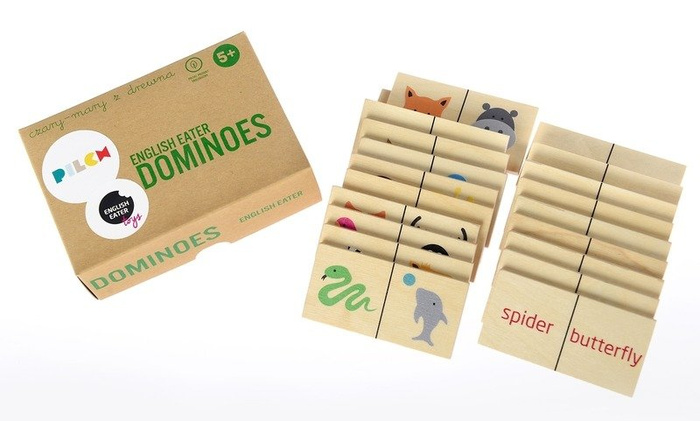 Drewniana gra pamięciowa Językowe domino English Eater Pilch