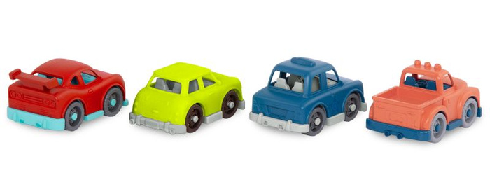 Zestaw 4 małych autek Mini Riders z wozem policyjnym Wonder Wheels Battat