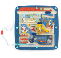 Magnetyczny labirynt drewniany Zwierzątka w domu Moulin Roty