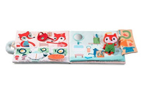 Miękka książeczka aktywizująca z mini-przytulanką „Dzień dobry, mały lisku” Lilliputiens