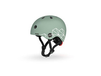 SCOOTANDRIDE Dziecięcy kask XXS-S 1-5 lat światło LED magnetyczne zapięcie Green Lines