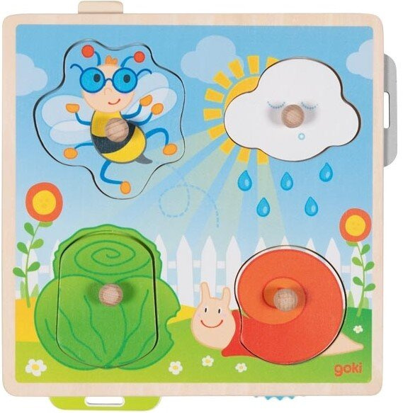 Drewniana układanka interaktywna dla dzieci W ogrodzie Goki