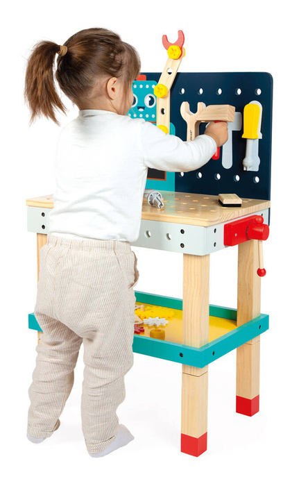 Drewniany stół warsztatowy dla małego majsterkowicza Robot Brico Kids Janod