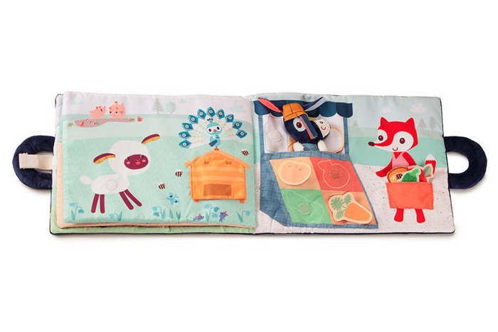 Materiałowa edukacyjna książeczka z mini przytulanką Osiołek Ignace Lilliputiens