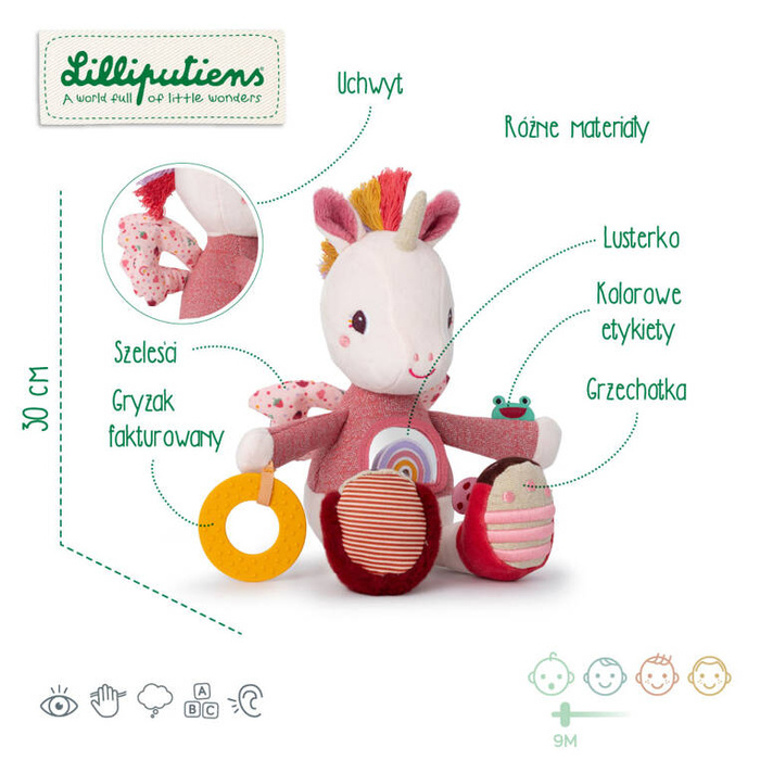 Przytulanka aktywizująca wielofunkcyjna Jednorożec Lena Lilliputiens