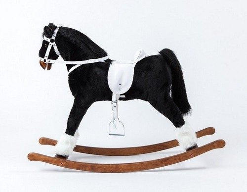 Kary koń na biegunach Karl z białym siodłem