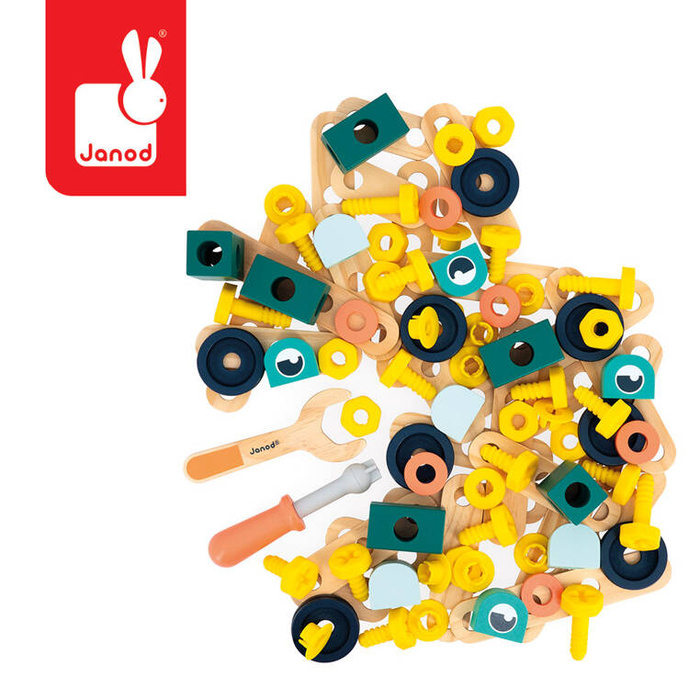 Drewniany zestaw konstruktorski Brico'kids 100 el. Janod