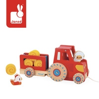 Drewniany traktor do ciągnięcia Farma Janod