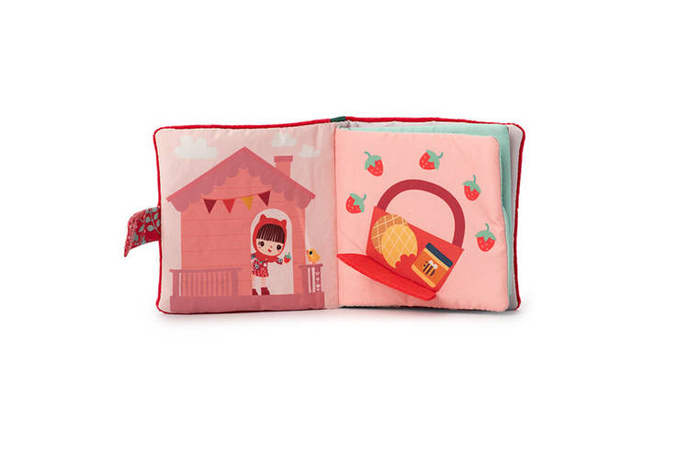 Materiałowa edukacyjna książeczka z mini gryzakiem Czerwony Kapturek LILLIPUTIENS