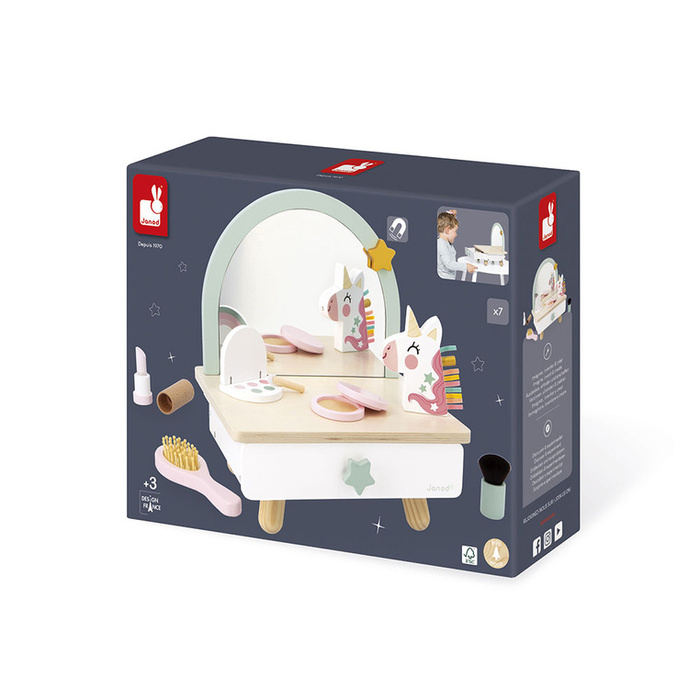 Toaletka drewniana z akcesoriami Jednorożec Janod