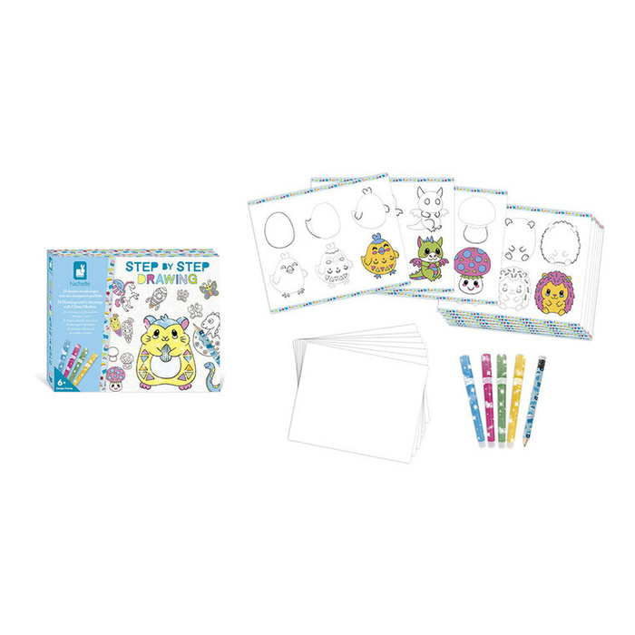 Rysowanie krok po kroku z brokatowymi markerami 20 rysunków i kolorowanek