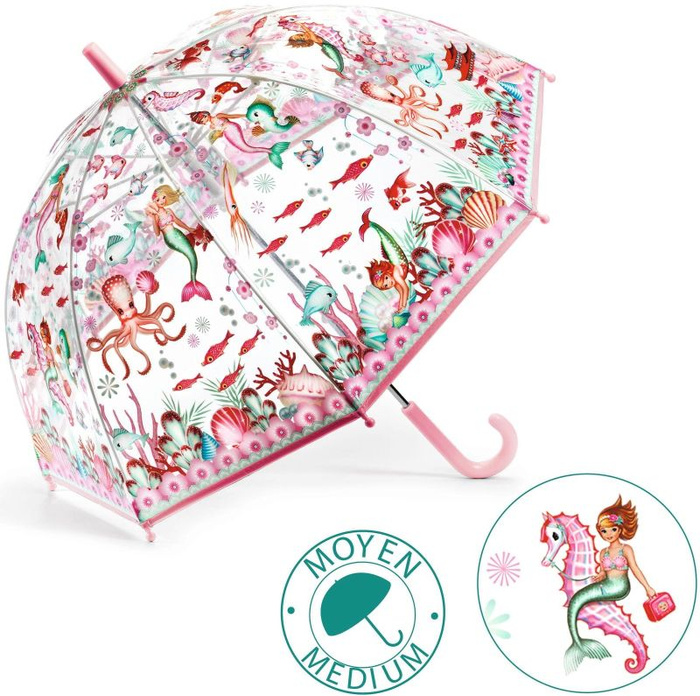 Przezroczysty parasol przeciwdeszczowy dla dzieci syreny Djeco