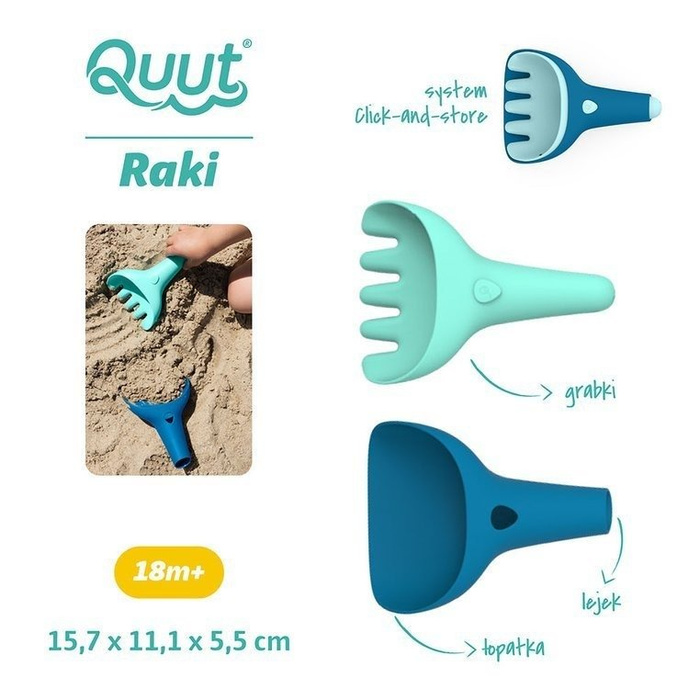 Zestaw łopatka + grabki Raki Dark Blue + Vintage Blue Quut