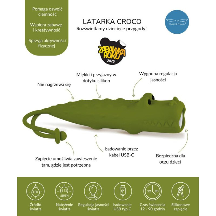 Latarka Krokodyl Croco Rabbit & Friends