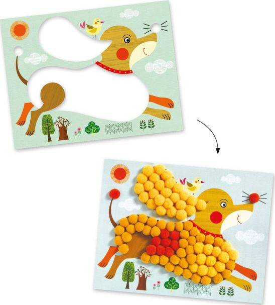 Obrazki z pomponów Pies Djeco