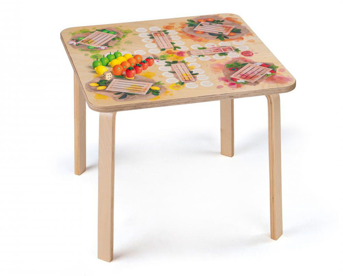 Gra planszowa na drewnianym stole Owocowe Ludo Erzi