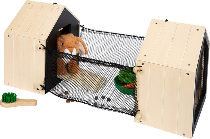 Pluszowy królik w drewnianym domku z wybiegiem Small Foot