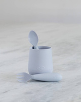 Komplet silikonowych sztućców Mini Utensils pastelowa szarość EZPZ