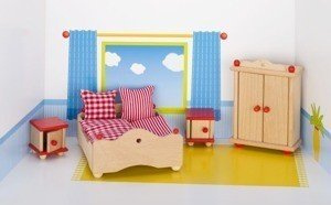Mebelki dla lalek. Sypialnia w kolorze czerwonym, goki