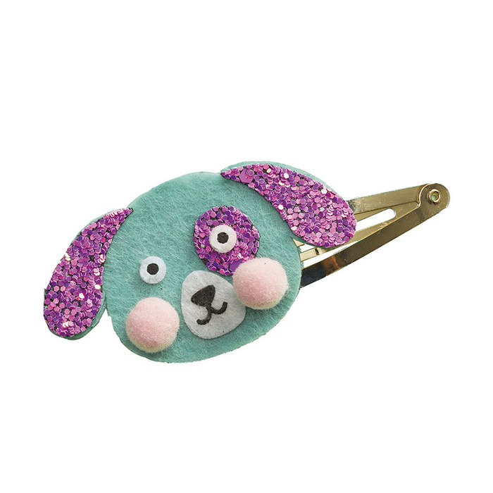 Brokatowe spinki do włosów Pieski i kotki Zestaw kreatywny dla dzieci do tworzenia biżuterii Janod