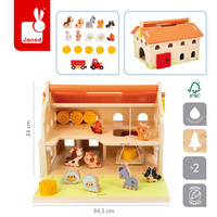 Drewniana farma z otwieranym dachem i figurkami Janod