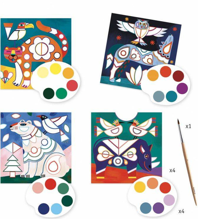 Kolorowanka z farbami Kolorowe Zwierzęta Djeco