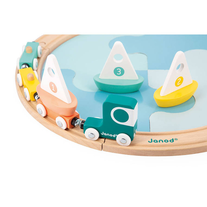 Drewniana kolejka pociąg z torami Janod