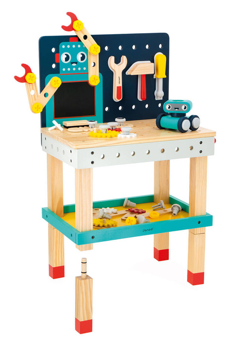 Drewniany stół warsztatowy dla małego majsterkowicza Robot Brico Kids Janod