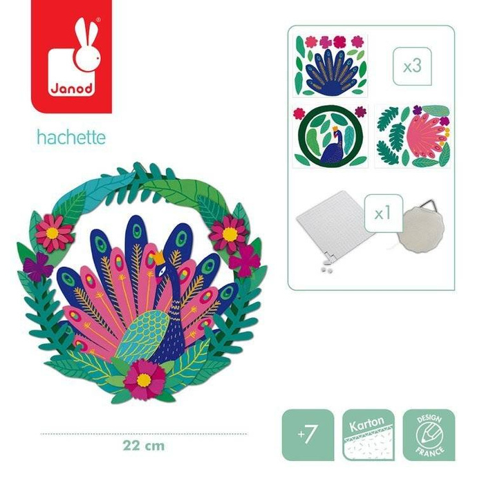 Zestaw kreatywny Papierowy wieniec na ścianę Paw 7+ Janod