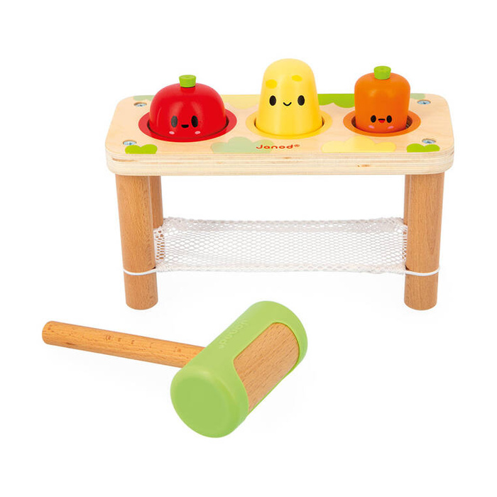 Gra przebijanka z młotkiem drewniana Warzywa Farma Janod