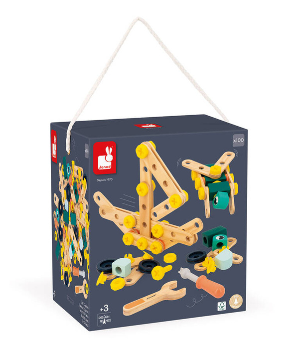 Drewniany zestaw konstruktorski Brico'kids 100 el. Janod