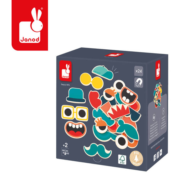 Magnesy drewniane Portrety 24 szt. Janod