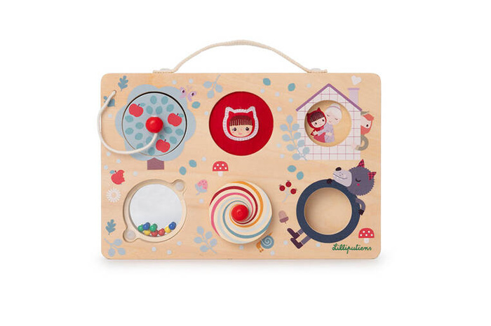 Edukacyjna tablica z drewna walizka Czerwony Kapturek Lilliputiens