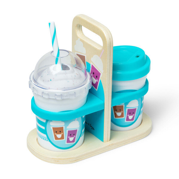 Zabawkowy zestaw barista Napoje w kubkach na wynos 16 el z wibrującym spieniaczem Melissa & Doug