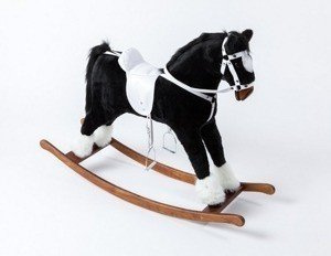 Kary koń na biegunach Karl z białym siodłem