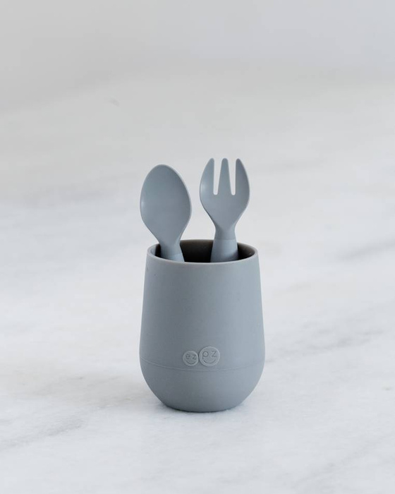 Komplet silikonowych sztućców Mini Utensils szary EZPZ