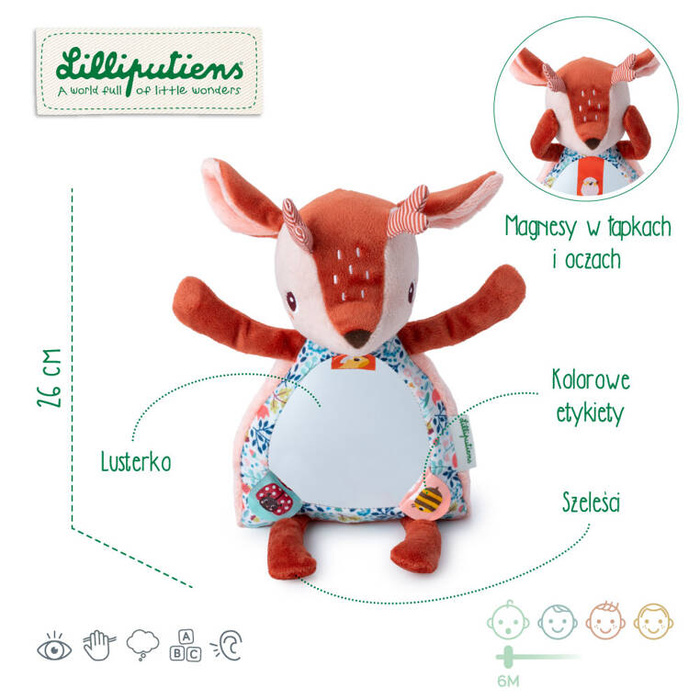 Przytulanka aktywizująca z lusterkiem A kuku Sarenka Stella Lilliputiens