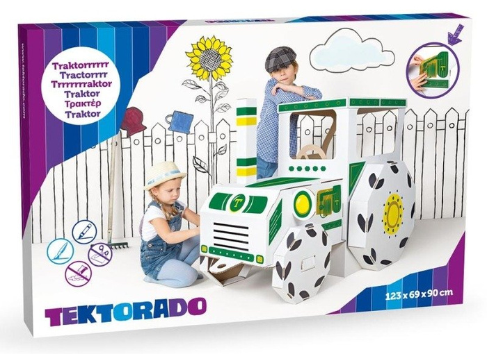 Zabawki z tektury Tektorado Traktor z naklejkami zieleń