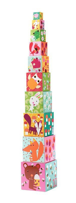 Piramida z klocków, 10 pudełek. W lesie, Djeco