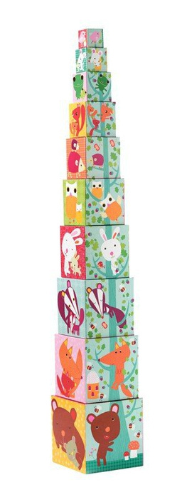 Piramida z klocków, 10 pudełek. W lesie, Djeco
