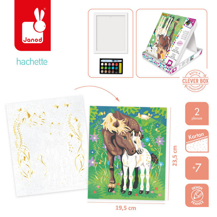 Zestaw kreatywny dla dzieci Malowanie po numerach Konie Janod