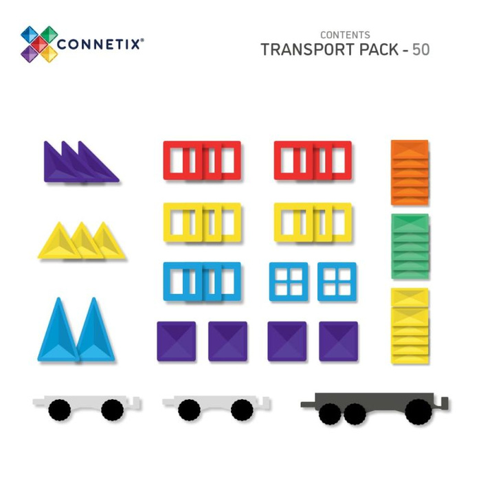Klocki magnetyczne Connetix Rainbow Transport Pack 50 el.