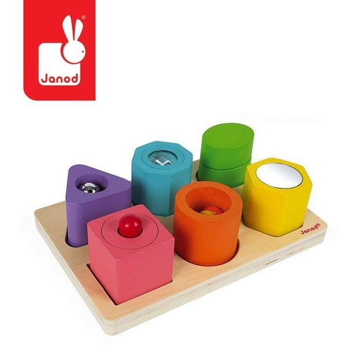 Drewniane puzzle sensoryczne "Kształty i dźwięki", Janod