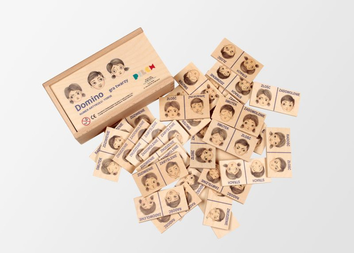 Domino dla dzieci. "Gra twarzy", emocje, Pilch