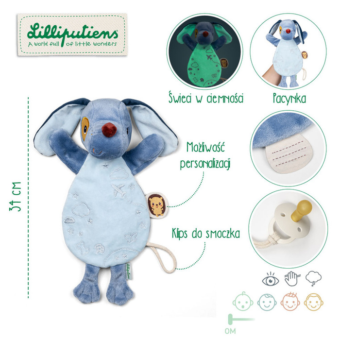 Przytulanka dla niemowlaka Pacynka Piesek Jules 2w1 Lilliputiens