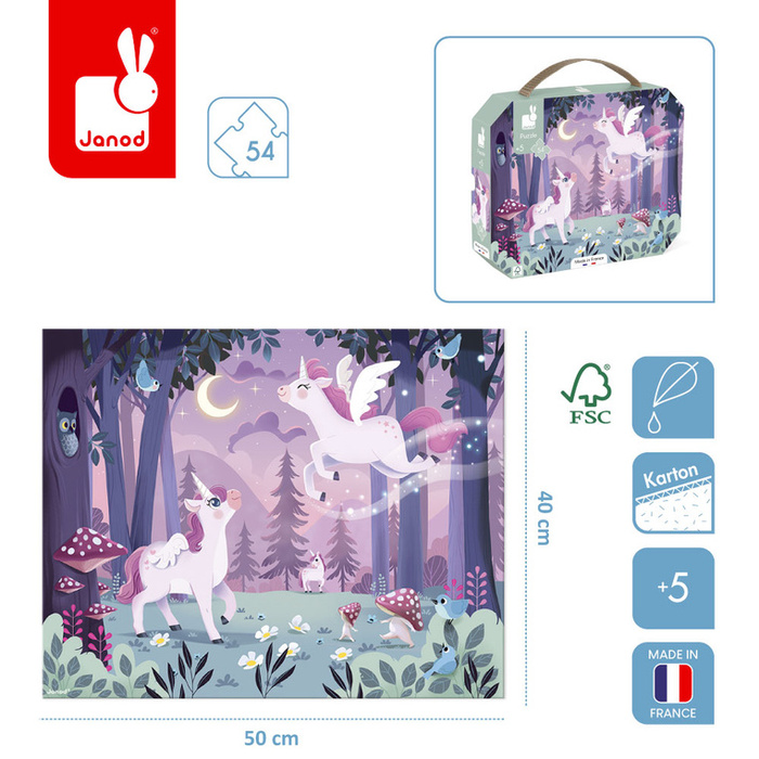 Puzzle w walizce Jednorożce 54 el. Janod