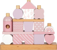 Klocki drewniane na palikach Różowy domek Small Foot 