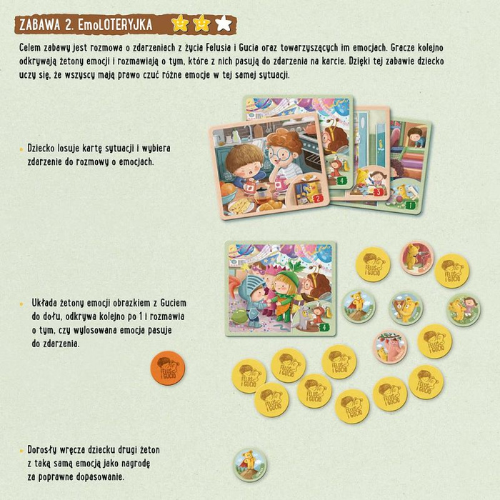 Edukacyjne gry rozwojowe Feluś i Gucio grają w emocje Nasza Księgarnia