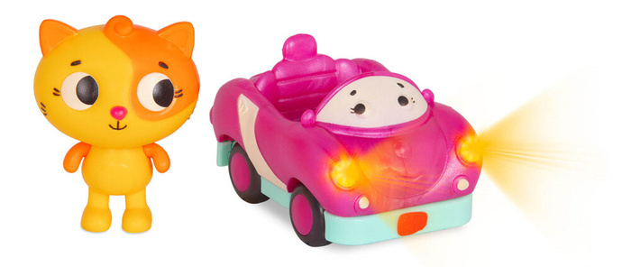 Zestaw miękkich autek sensorycznych do rączki Light Up Cars B.toys