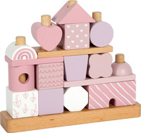 Klocki drewniane na palikach Różowy domek Small Foot 